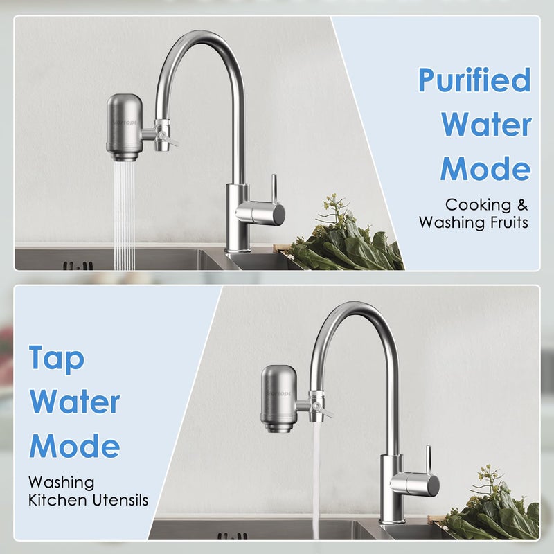 Vortopt Faucet Water Filter for Sink, Rapid Flow - 400 Gallons Faucet Mount Water Filtration System for Tap Water, NSF Certified Reduces Chlorine (Grey-T2-1 Filter) - Image 4